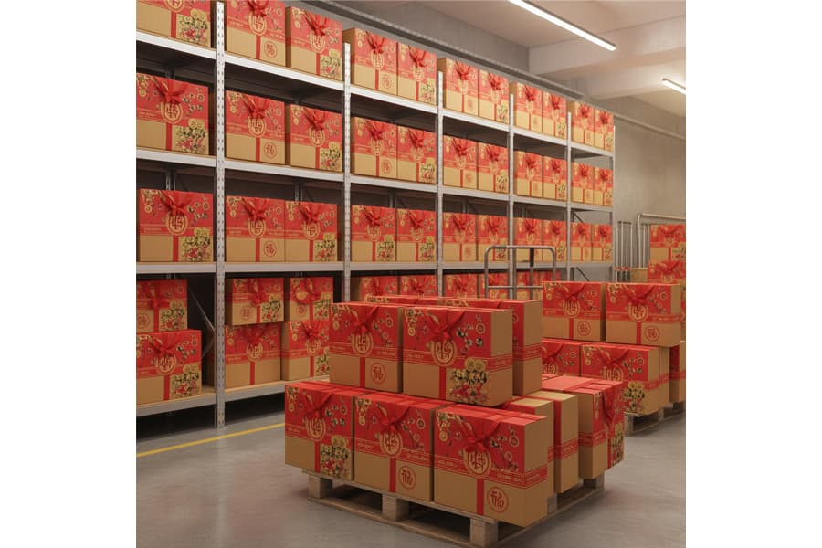 Ảnh: chuẩn bị quà tết nguyên đán và đóng gói hàng hóa cuối năm